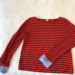 J Cree Striped long sleeve tee with cuffs